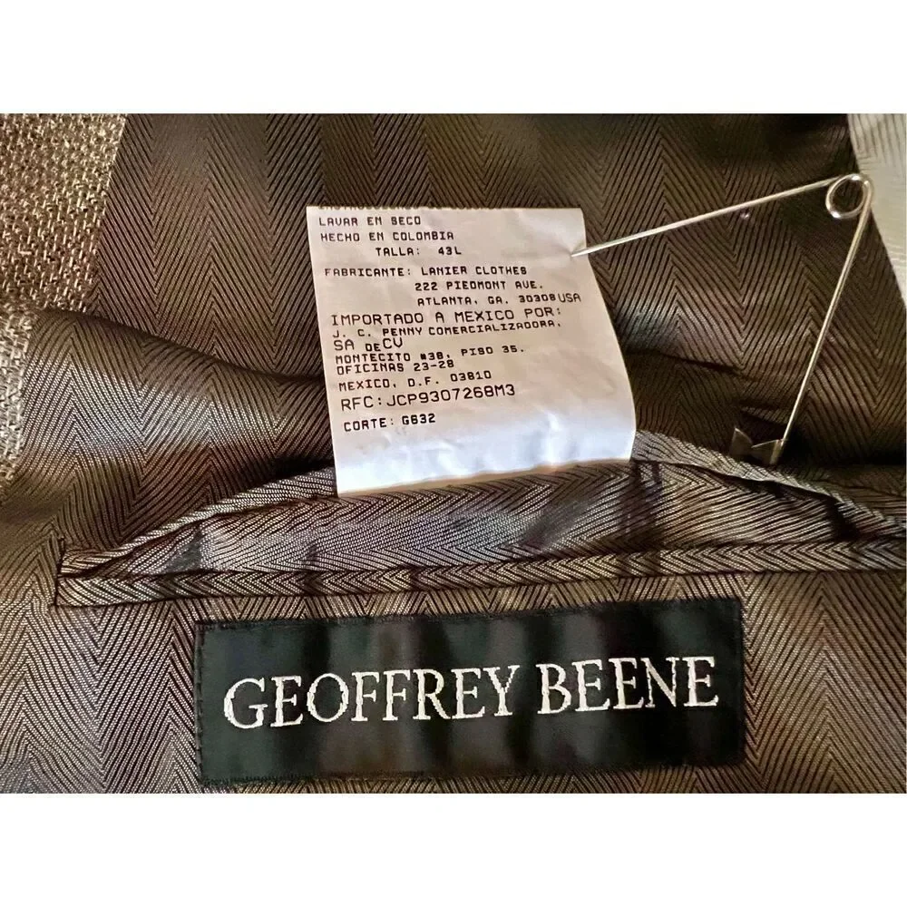 Geoffrey Beene Wool 3 Button Suit Jacket Classic Business Sport Coat 43L
